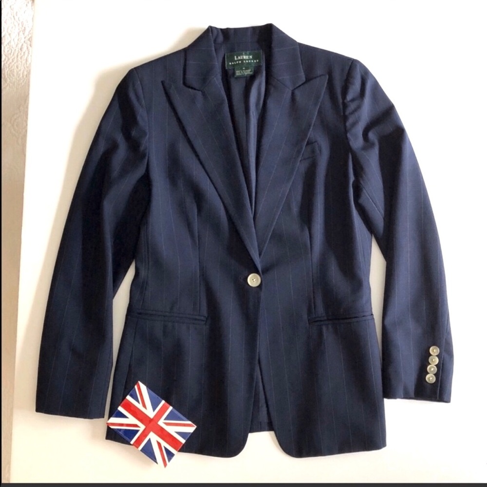 Ralph Lauren Navy stripe Wool/Stretch Blazer